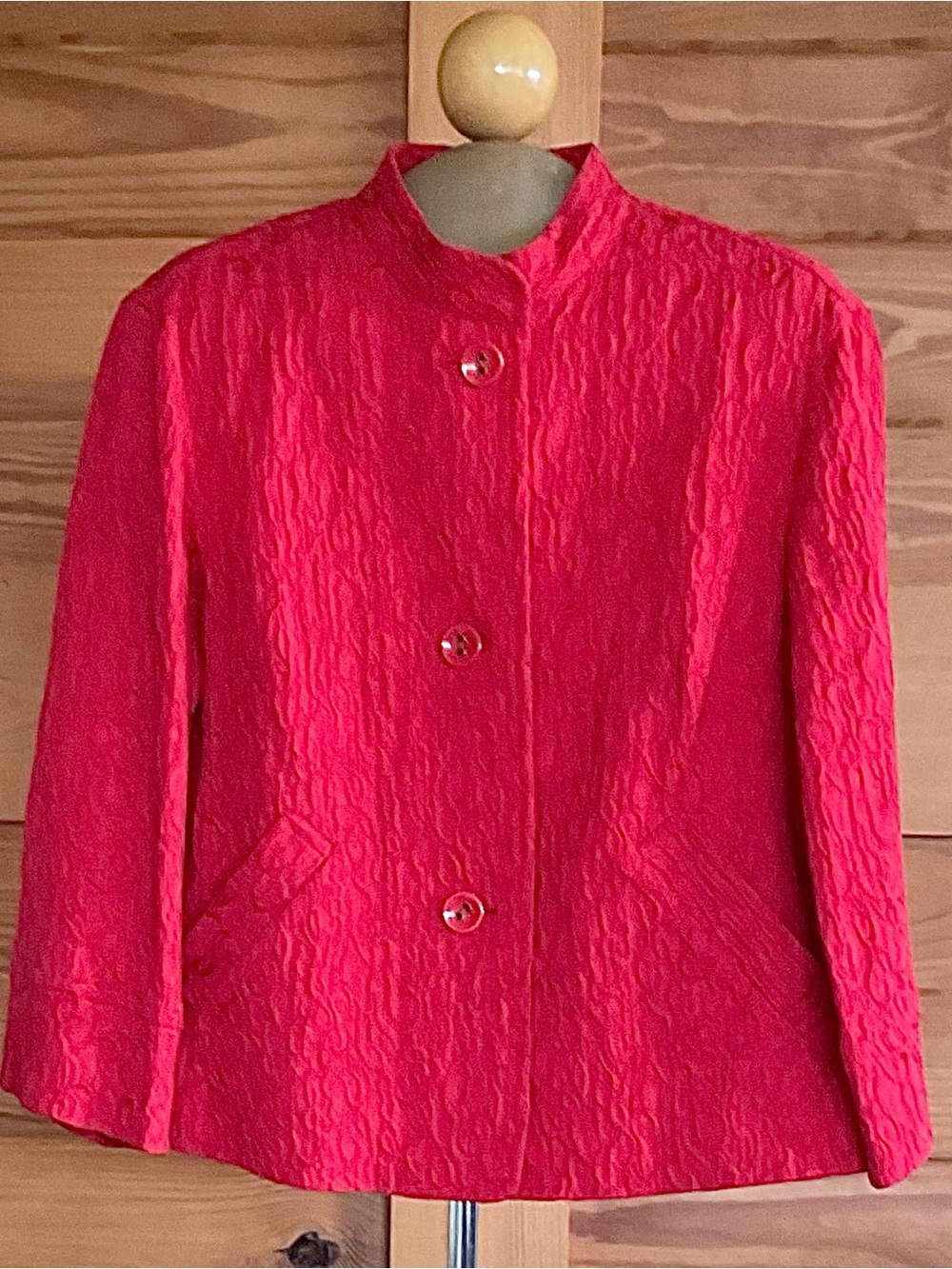 Ruby Rd. Red Textured Standing CollarJacket - Picture 6 of 6